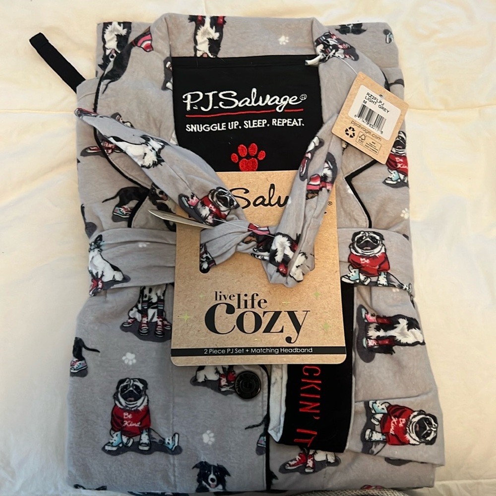 NWT PJ Salvage 2 Piece PJ set with matching headband